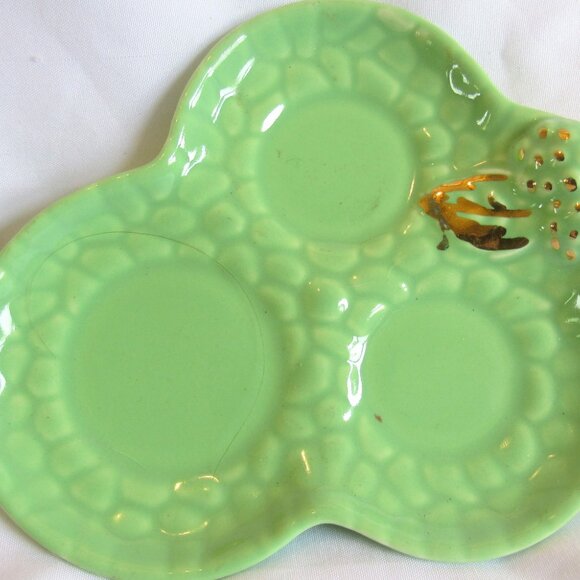 Vintage Wade Emerald Gold Bramble Condiment Set, Made in England, 5 pc Set  b222 - Picture 2 of 9